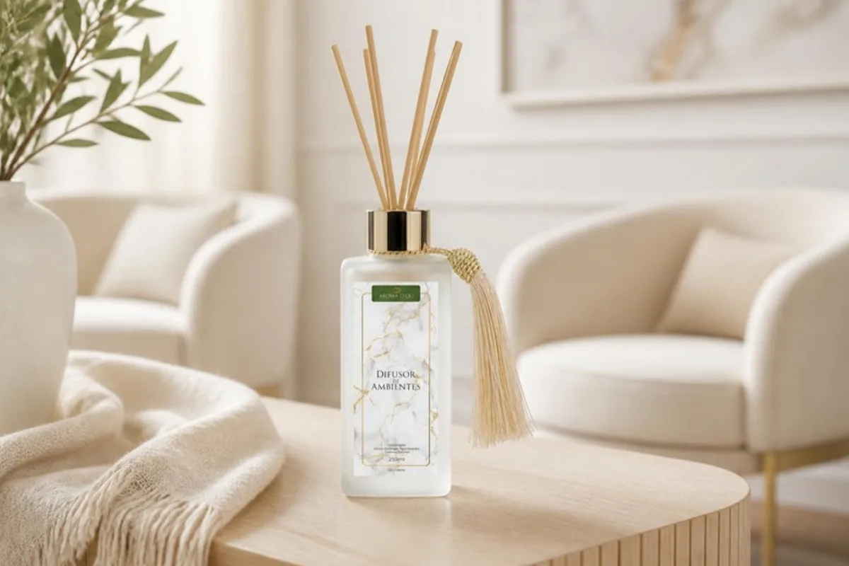 Difusor de varetas Aroma D'Oli na sala de espera, posição ideal para aromatização de consultório